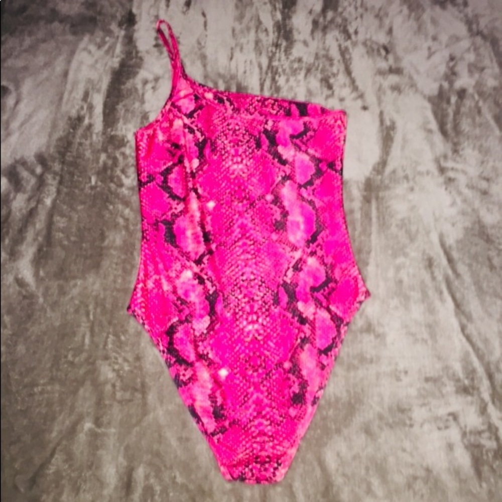 Pink and black swimsuit
